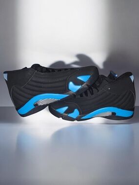 Jordan Men’s Athletic Shoes Black and Bright Blue